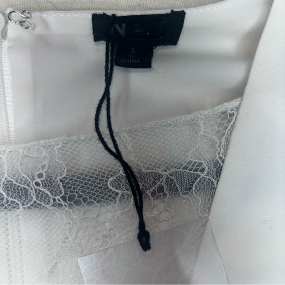 NBD x Revolve White Lace Sheath Dress Size Small NWT Plunge Bridal, Bachelorette - Picture 10 of 15